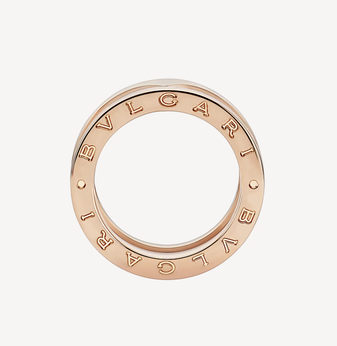 [Vintora]ZERO 1 TWO-BAND LOOPS AND WHITE CERAMIC SPIRAL PINK GOLD RING
