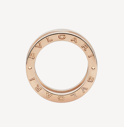 [Vintora]ZERO 1 TWO-BAND LOOPS AND WHITE CERAMIC SPIRAL PINK GOLD RING