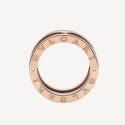 [Vintora]ZERO 1 FOUR-BAND LOOPS AND BLACK CERAMIC SPIRAL PINK GOLD RING