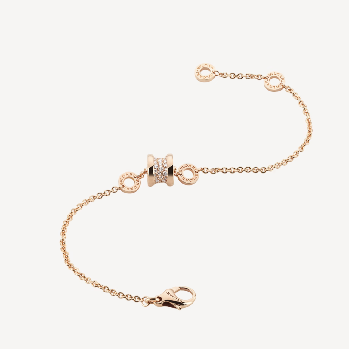 [Vintora]ZERO 1 SOFT PINK GOLD WITH PAVED DIAMONDS ON THE SPIRAL BRACELET