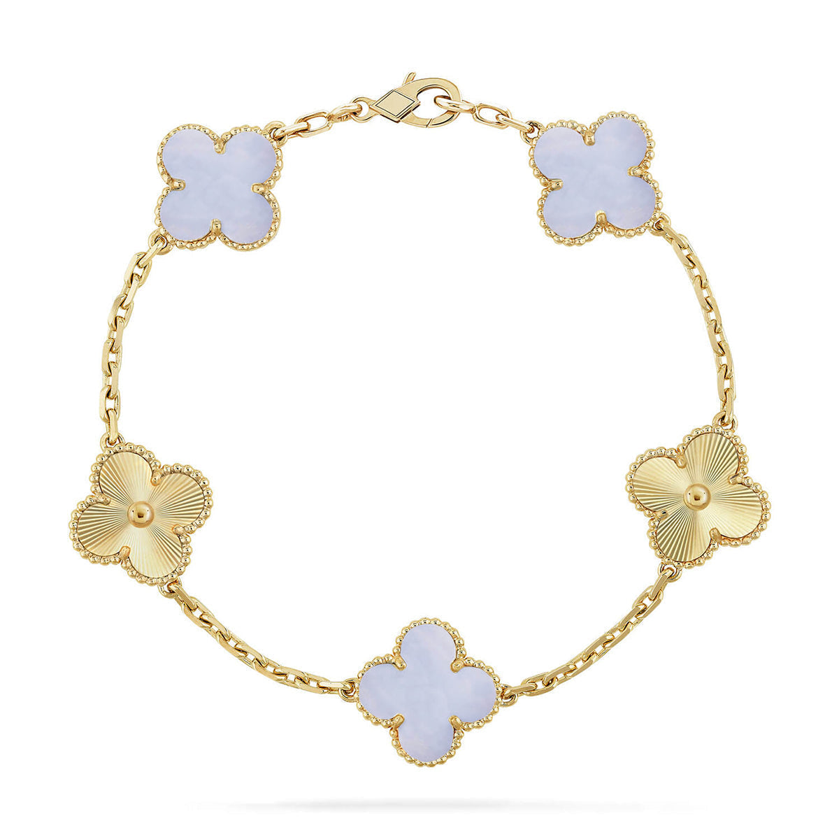 [?Vintora] CLOVER 5 MOTIF PURPLE CHALCEDONY BRACELET COLLECTION