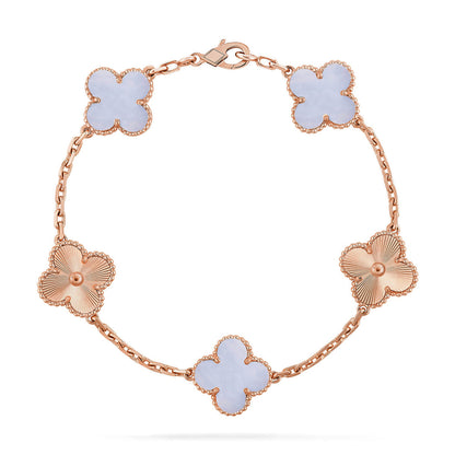 [?Vintora] CLOVER 5 MOTIF PURPLE CHALCEDONY BRACELET COLLECTION