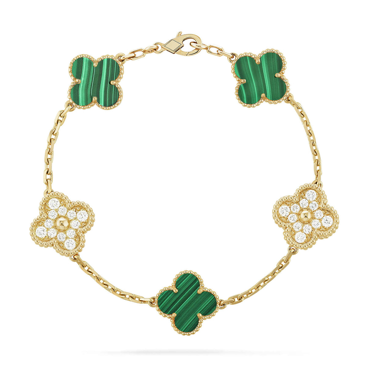 [?Vintora] CLOVER 5 MOTIF MALACHITE BRACELET COLLECTION