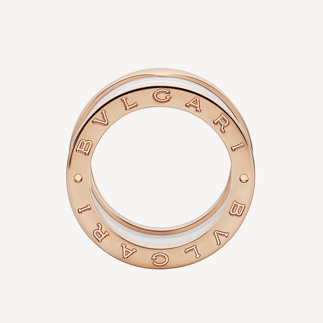 [Vintora]ZERO 1 FOUR-BAND LOOPS AND WHITE CERAMIC SPIRAL PINK GOLD RING