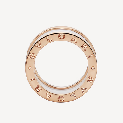 [Vintora]ZERO 1 FOUR-BAND LOOPS AND WHITE CERAMIC SPIRAL PINK GOLD RING