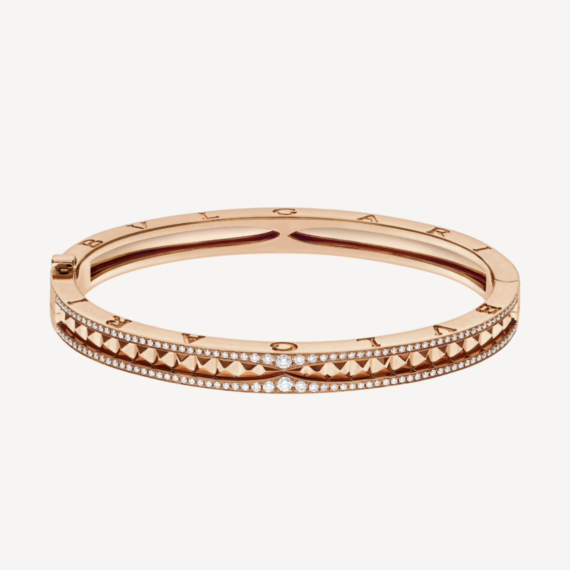 [Vintora]ZERO 1 SPIRAL AND PAVED DIAMOND PINK GOLD BRACELET