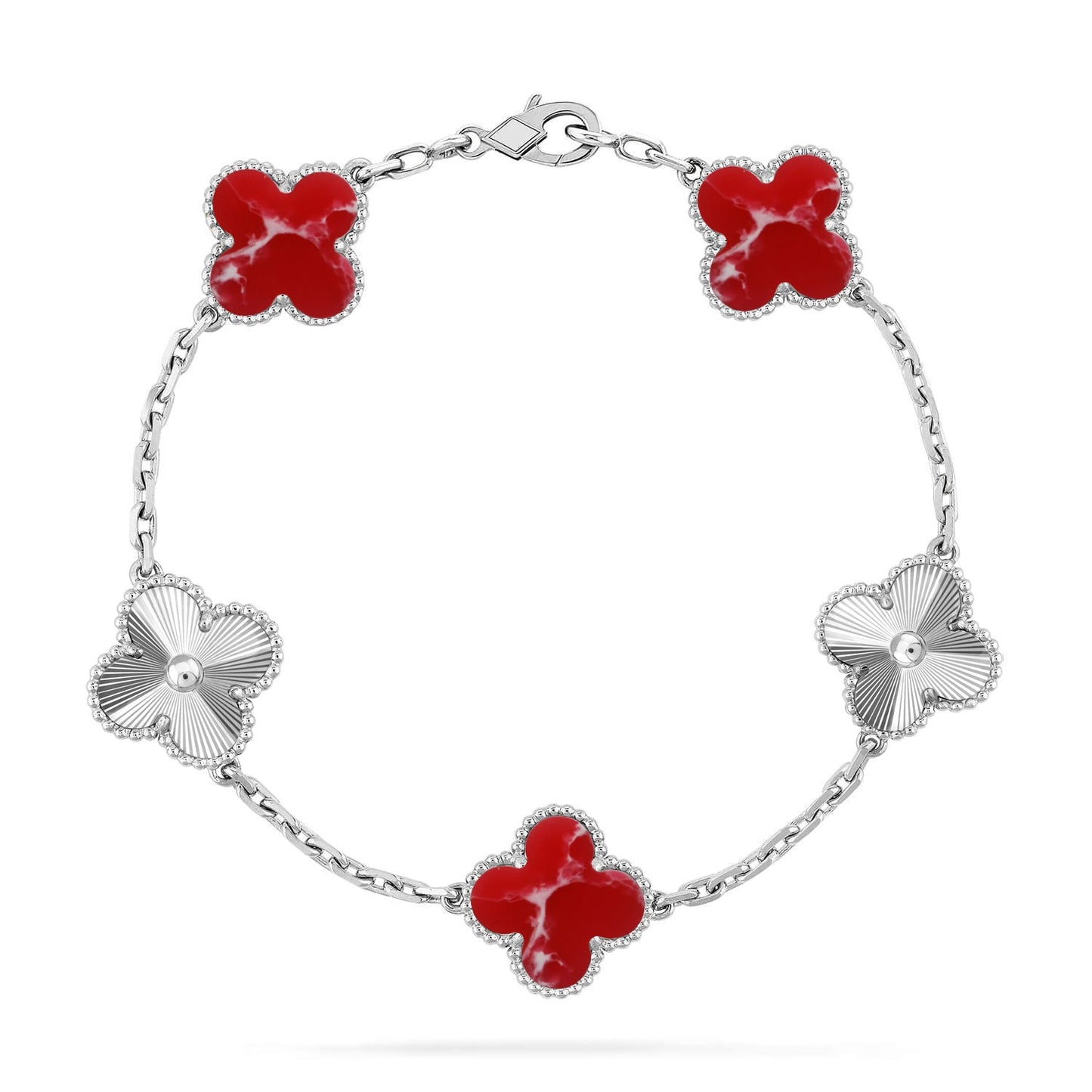 [?Vintora]CLOVER 5 MOTIF RED PATTERN BRACELET COLLECTION