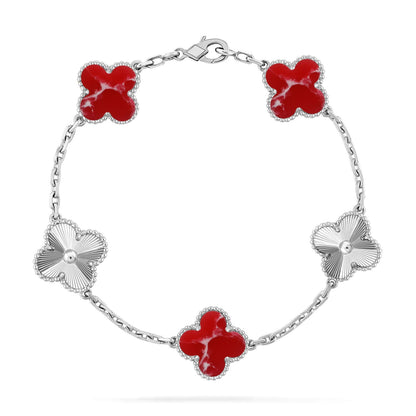 [?Vintora]CLOVER 5 MOTIF RED PATTERN BRACELET COLLECTION