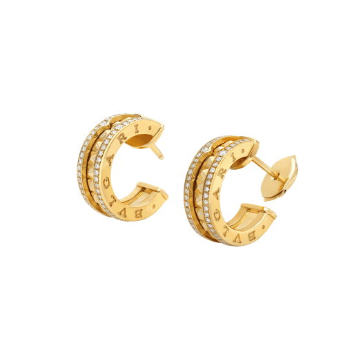 [Vintora]ZERO 1 ROCK GOLD EARRINGS WITH STUDDED SPIRAL AND PAVED DIAMONDS