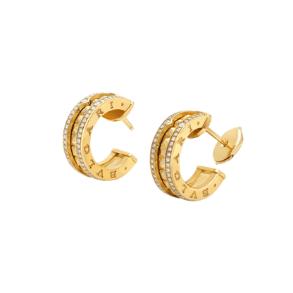 [Vintora]ZERO 1 ROCK GOLD EARRINGS WITH STUDDED SPIRAL AND PAVED DIAMONDS