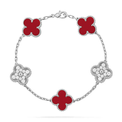 [?Vintora] CLOVER 5 MOTIF RED CORNELIAN BRACELET COLLECTION