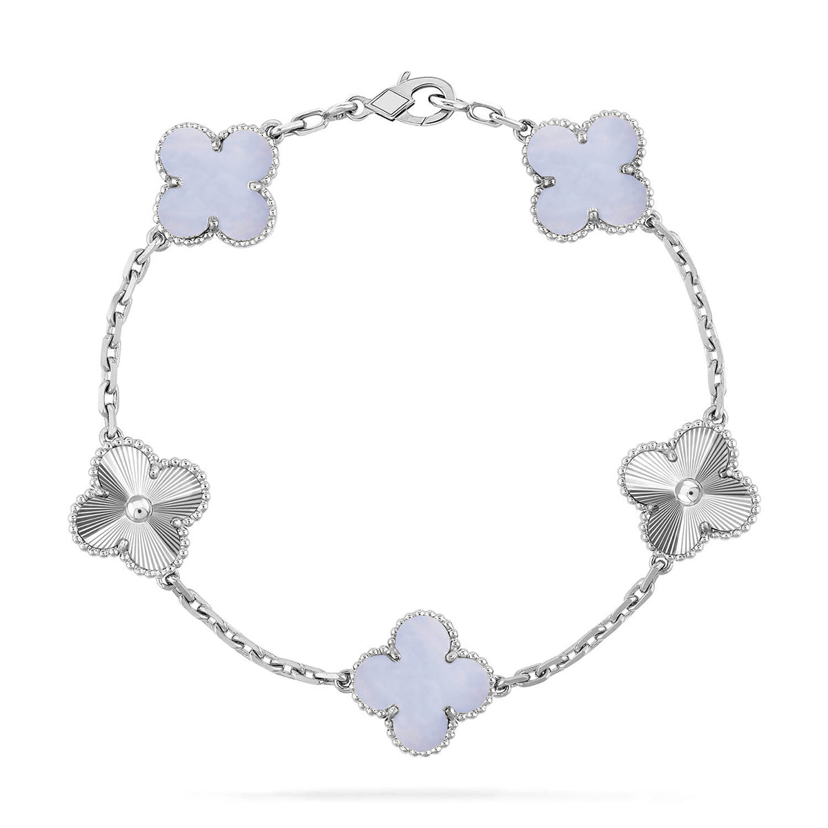 [?Vintora] CLOVER 5 MOTIF PURPLE CHALCEDONY BRACELET COLLECTION