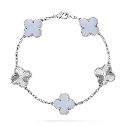 [?Vintora] CLOVER 5 MOTIF PURPLE CHALCEDONY BRACELET COLLECTION