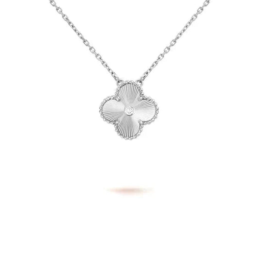 [Vintora]CLOVER  15MM DIAMOND LASER NECKLACE SILVER