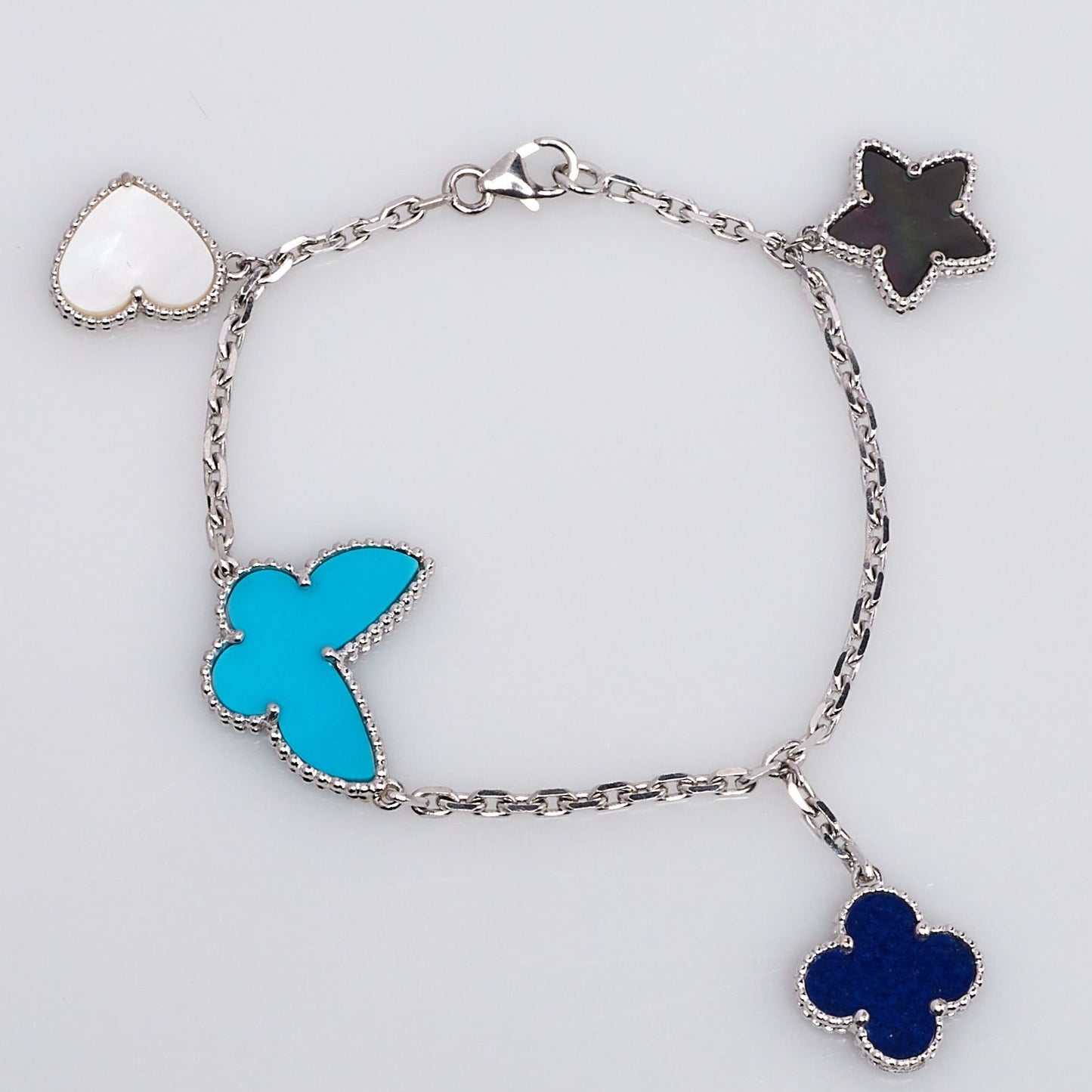 [Vintora]BRACELET ARGENT PRINTEMPS CHANCEUX 4 MOTIFS