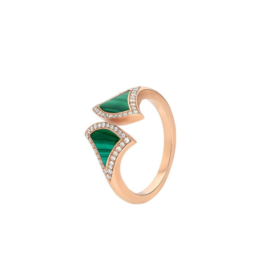 [Vintora]DREAM MALACHITE DIAMOND OPEN RING