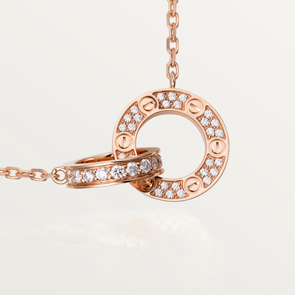 [Vintora]LOVE 7.6MM NECKLACE ROSE GOLD AND SILVER  FULL DIAMOND