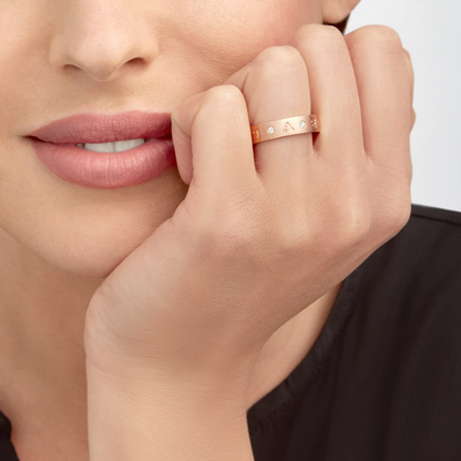 [Vintora]ZERO 1 ESSENTIAL PINK GOLD BAND WITH DIAMONDS RING