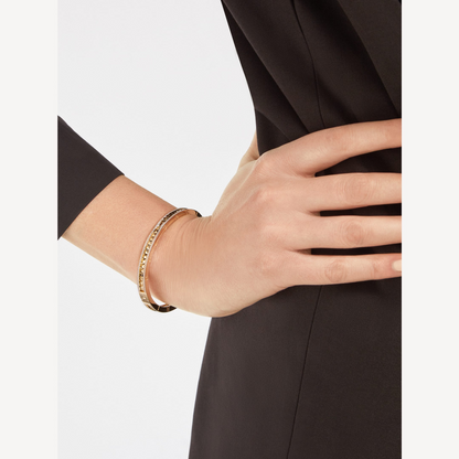 [Vintora]ZERO 1 SPIRAL AND PAVED DIAMOND GOLD BRACELET