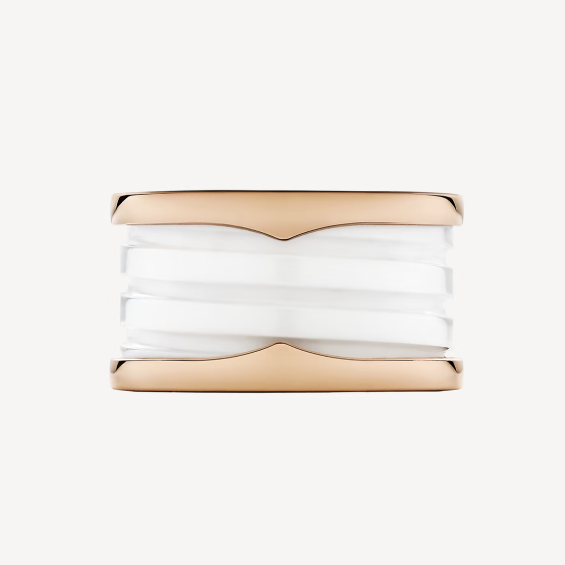 [Vintora]ZERO 1 FOUR-BAND LOOPS AND WHITE CERAMIC SPIRAL PINK GOLD RING