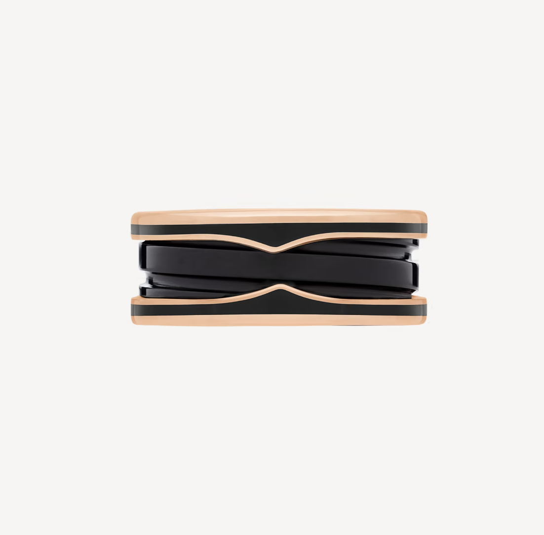 [Vintora]ZERO 1 TWO-BAND WITH MATTE BLACK CERAMIC PINK GOLD RING