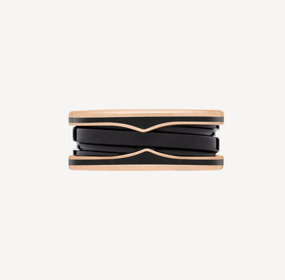 [Vintora]ZERO 1 TWO-BAND WITH MATTE BLACK CERAMIC PINK GOLD RING