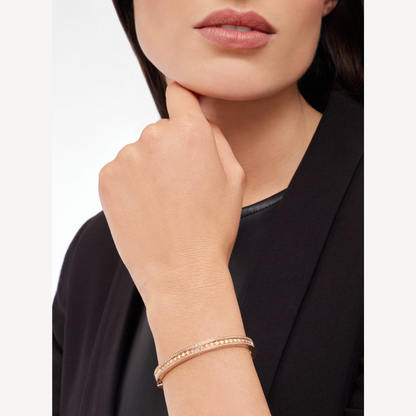 [Vintora]ZERO 1 SPIRAL AND PAVED DIAMOND PINK GOLD BRACELET