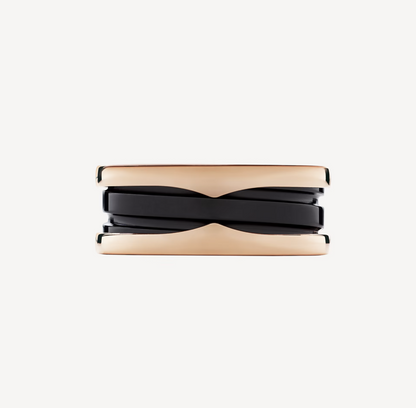 [Vintora]ZERO 1 TWO-BAND LOOPS AND BLACK CERAMIC PINK GOLD RING