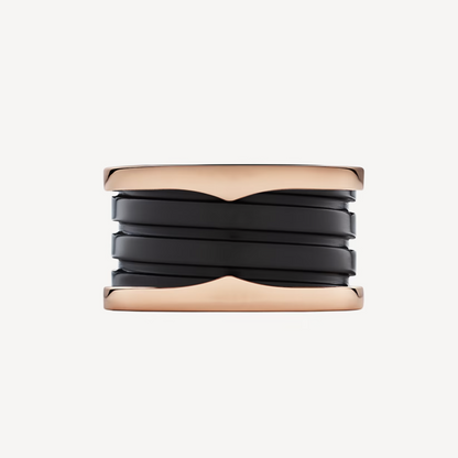[Vintora]ZERO 1 FOUR-BAND LOOPS AND BLACK CERAMIC SPIRAL PINK GOLD RING