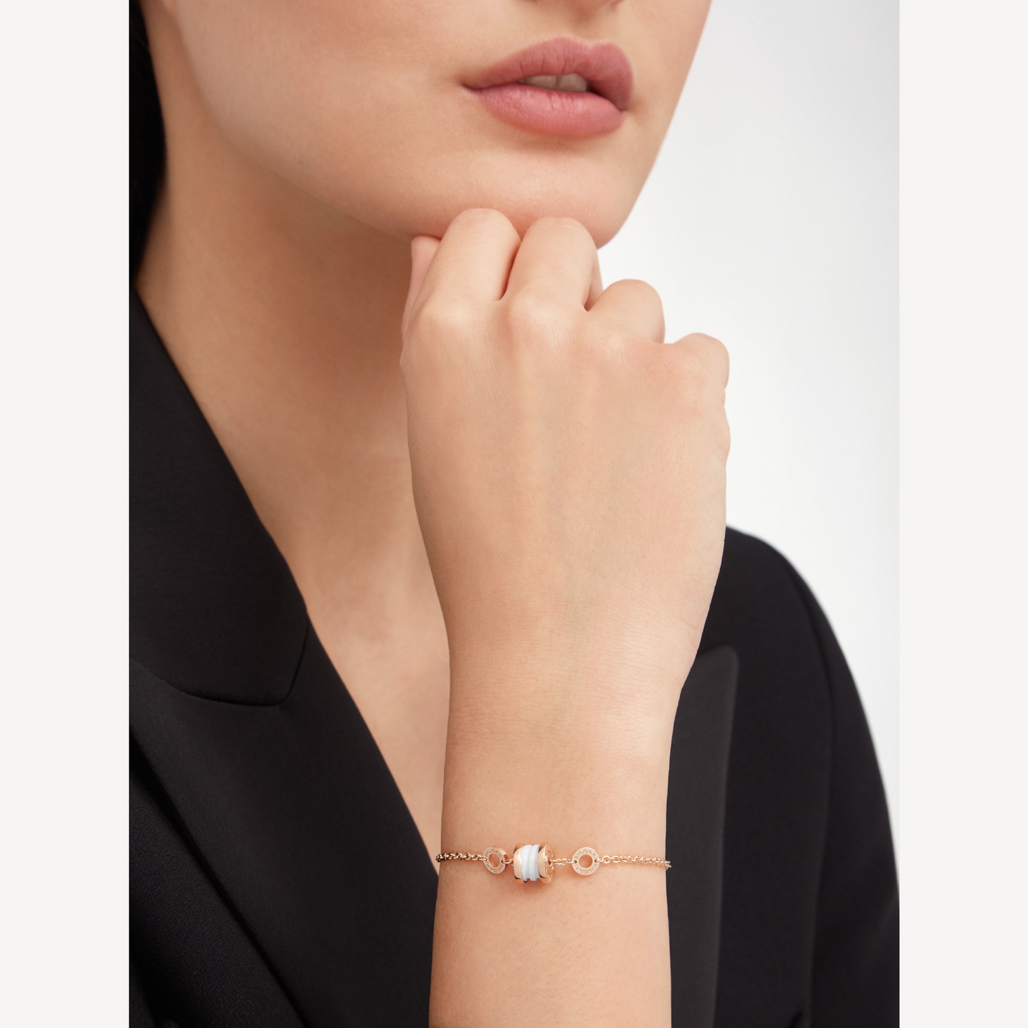 [Vintora]ZERO 1 SOFT PINK GOLD AND WHITE CERAMIC BRACELET