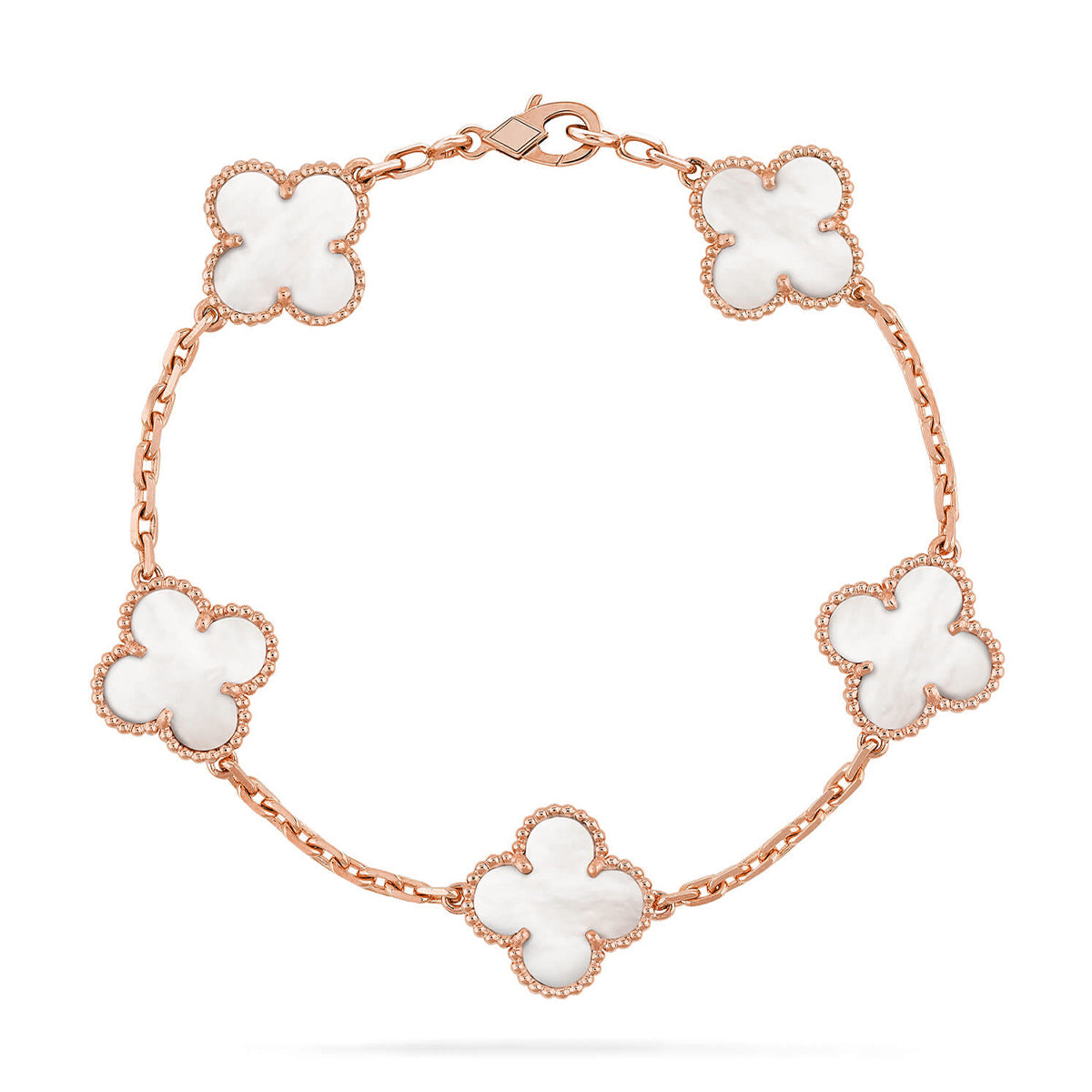[?Vintora]CLOVER WHITE PEARL MOP 5 MOTIF BRACELET COLLECTION