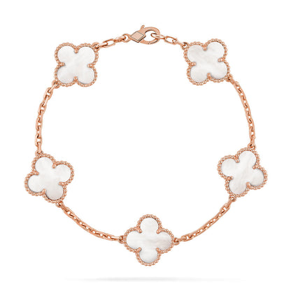 [?Vintora]CLOVER WHITE PEARL MOP 5 MOTIF BRACELET COLLECTION