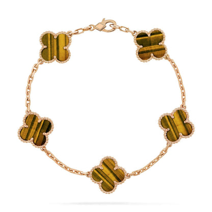[?Vintora] CLOVER 5 MOTIFS TIGER EYE BRACELET COLLECTION