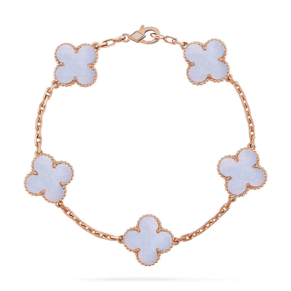 [?Vintora] CLOVER 5 MOTIF PURPLE CHALCEDONY BRACELET COLLECTION