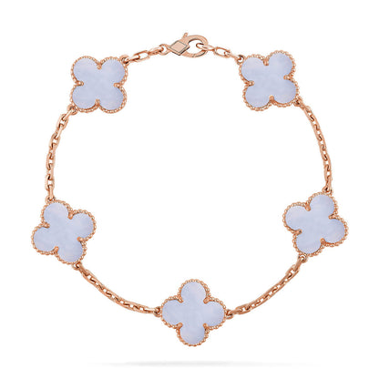 [?Vintora] CLOVER 5 MOTIF PURPLE CHALCEDONY BRACELET COLLECTION