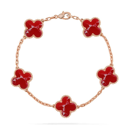 [?Vintora]CLOVER 5 MOTIF RED PATTERN BRACELET COLLECTION