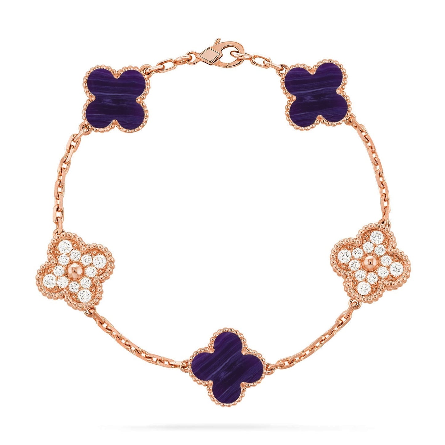 [?Vintora]CLOVER 5 MOTIF PURPLE STRIPES BRACELET COLLECTION