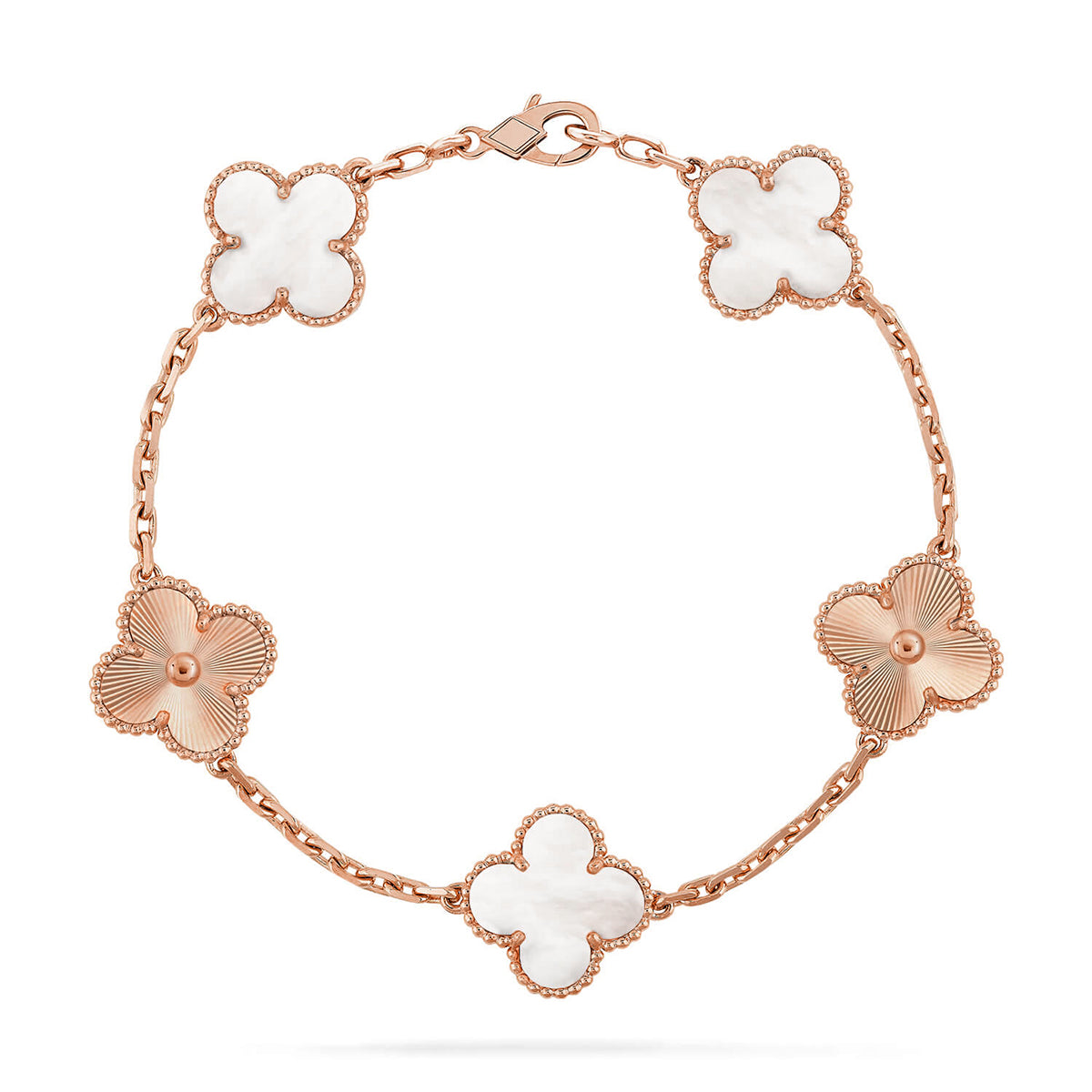 [?Vintora]CLOVER WHITE PEARL MOP 5 MOTIF BRACELET COLLECTION
