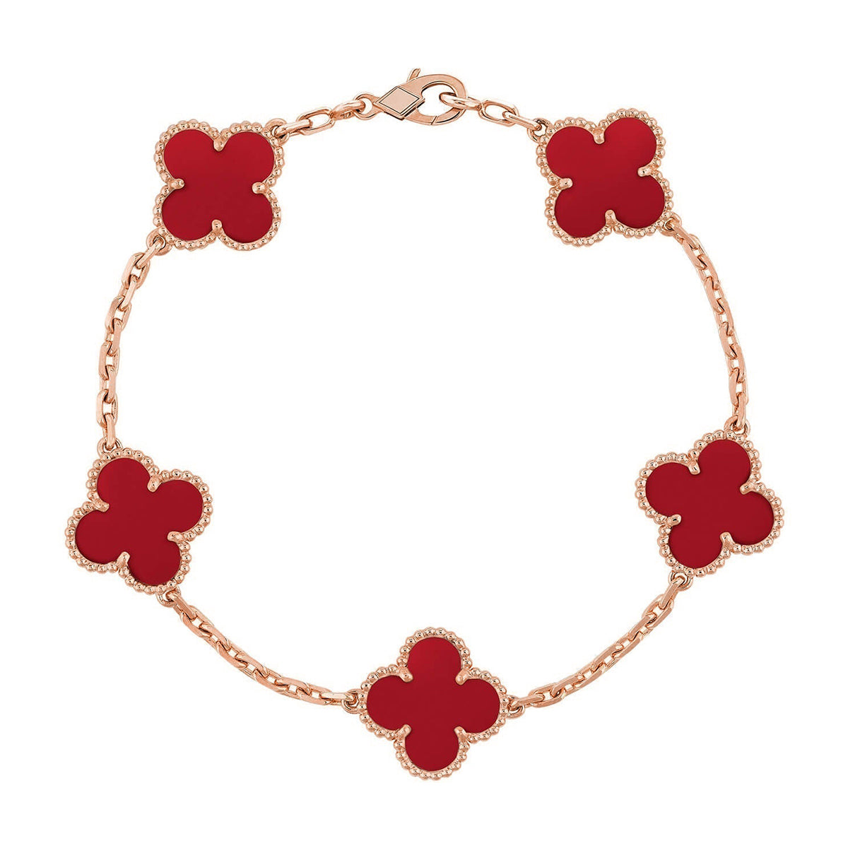 [?Vintora] CLOVER 5 MOTIF RED CORNELIAN BRACELET COLLECTION