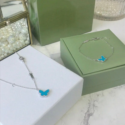[Vintora]BRACELET PAPILLON TURQUOISE PAPILLON ARGENT