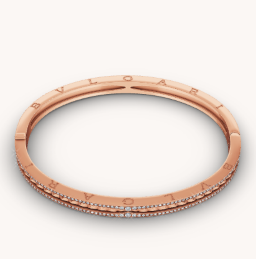 [Vintora]ZERO 1 SPIRAL AND PAVED DIAMOND PINK GOLD BRACELET