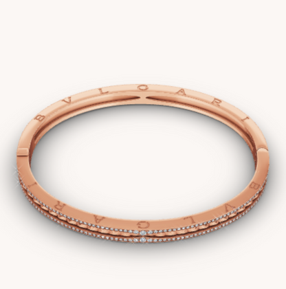 [Vintora]ZERO 1 SPIRAL AND PAVED DIAMOND PINK GOLD BRACELET