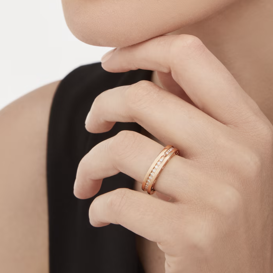 [Vintora]ZERO 1 ONE-BAND PAVED DIAMONDS ON THE SPIRAL RING