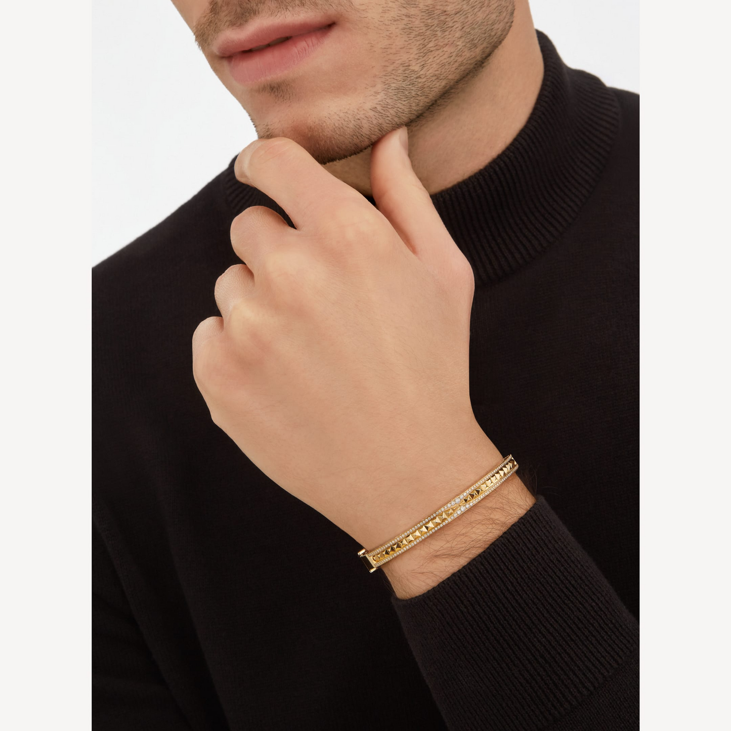 [Vintora]ZERO 1 SPIRAL AND PAVED DIAMOND GOLD BRACELET