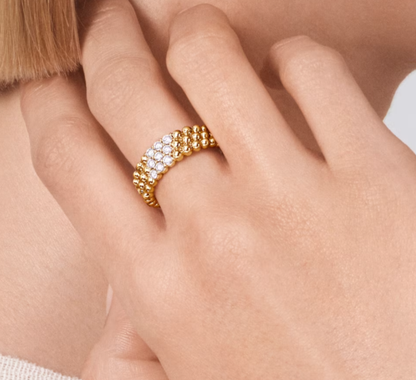 [Vintora]Three-row diamond ring
