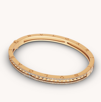[Vintora]ZERO 1 SPIRAL AND PAVED DIAMOND GOLD BRACELET