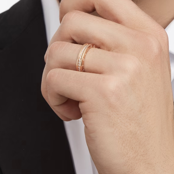 [Vintora]ZERO 1 ONE-BAND PAVED DIAMONDS ON THE SPIRAL RING