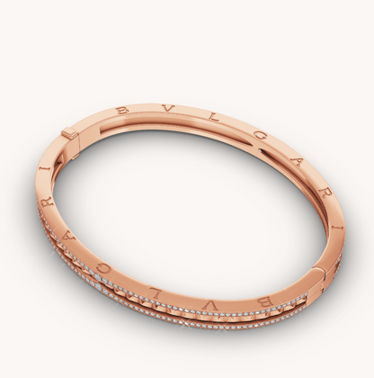 [Vintora]ZERO 1 SPIRAL AND PAVED DIAMOND PINK GOLD BRACELET