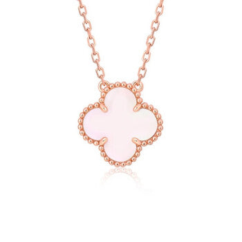 [Vintora]COLLIER FLEUR UNIQUE CLOVER 15MM NACRE ROSE