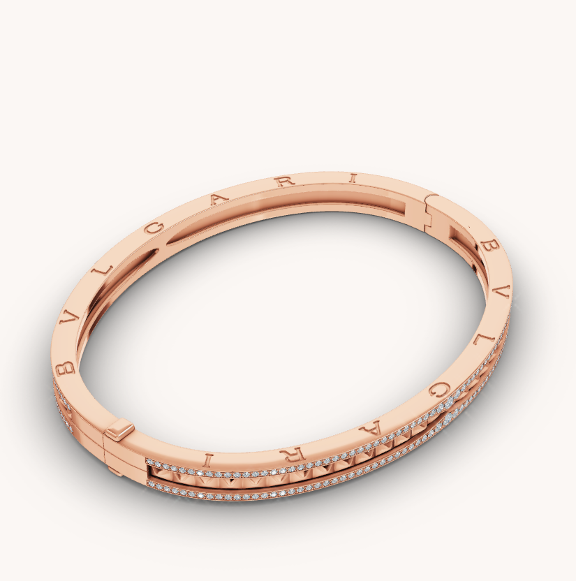 [Vintora]ZERO 1 SPIRAL AND PAVED DIAMOND PINK GOLD BRACELET